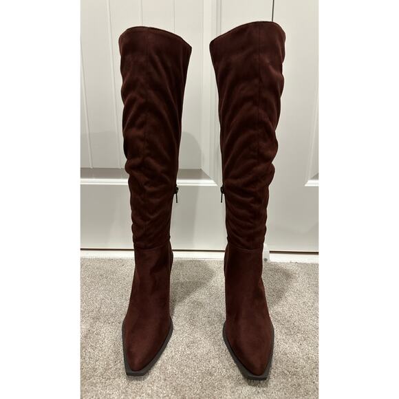 Charles David Wire Tall Boots Brown Microsuede Size 7 NWOB Textile Upper Fall - Picture 8 of 15